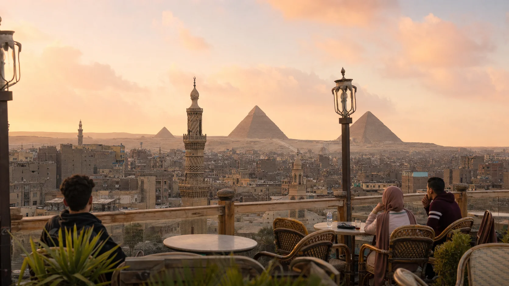 Imagined present-day smartphone photograph of Cairo & Giza: A city of many horizons